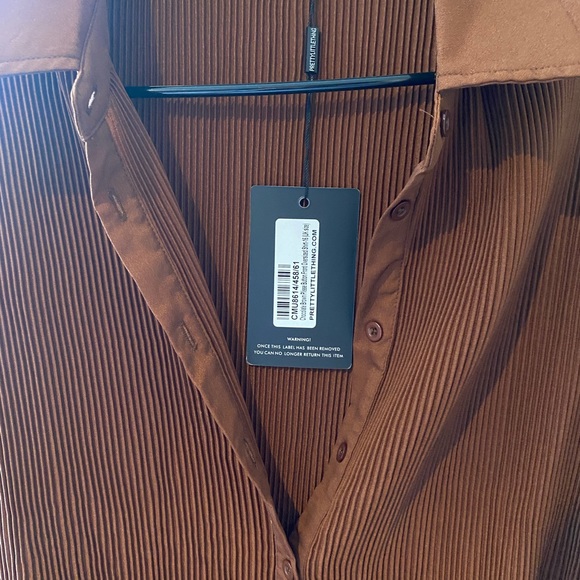 Chocolate Brown Plisse High Waisted Wide Leg Pants & matching oversized shirt - Picture 4 of 5